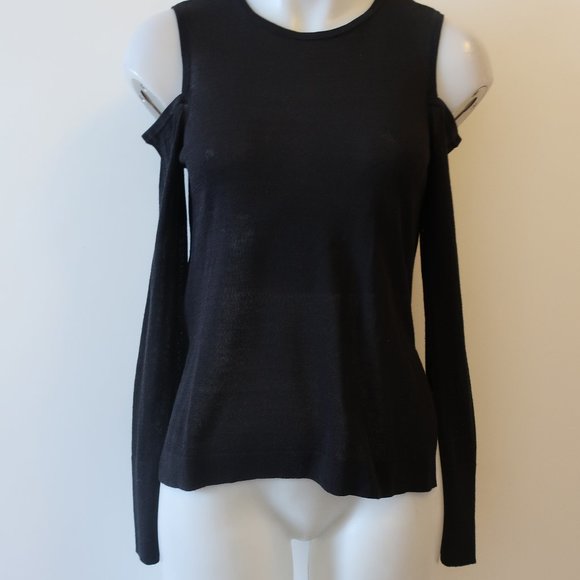 BCBGMAXAZRIA BLACK COLD SHOULDER SWEATER XXS * - Picture 4 of 9